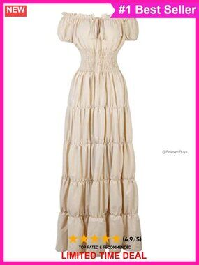 Renaissance Peasant Dress Costume Off Shoulder Medieval Halloween